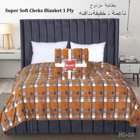 Milanobedlinen Blanket Velvet Single Ply - Soft Check